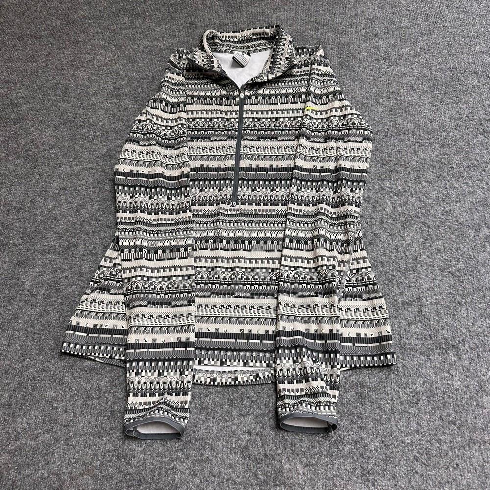 Nike Pullover Womens Size L Black White Geometric Dri-Fit Quarter Zip Athletic